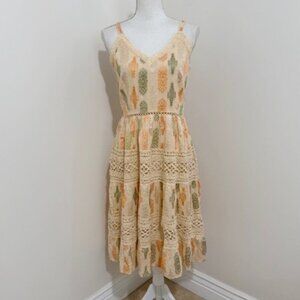 Me 2 Magic Anthropologie Orange & Green Floral Sleeveless Sundress Size XL